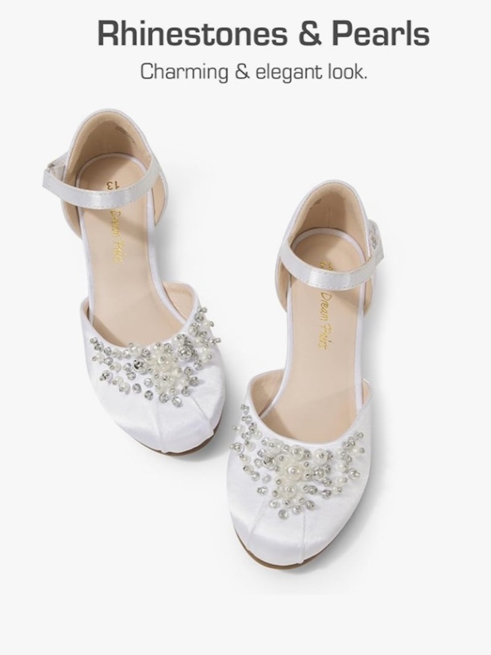 Dream Pairs White Embellished Ankle-Strap Flats